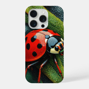Coque iPhone 15 Pro Dame coccinelle esthétique florale de la nature pr