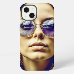 Etui iPhone 13 Dame cool avec reflet dans ses lunettes de soleil