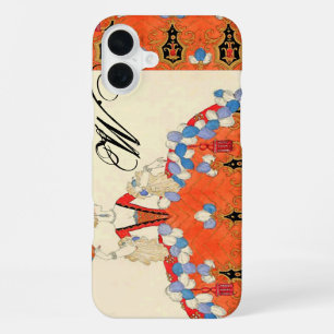 COQUE iPhone 16 PLUS DAME ORANGE CRÉATEUR DE COSTUMES DE MODE MONOGRAMM
