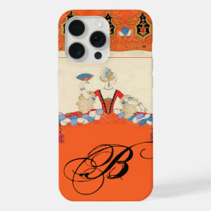 COQUE iPhone 15 PRO MAX DAME ORANGE CRÉATEUR DE COSTUMES DE MODE MONOGRAMM