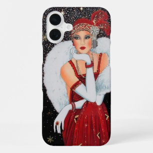 Coque iPhone 16 Plus Dame rétro vintage Art Déco