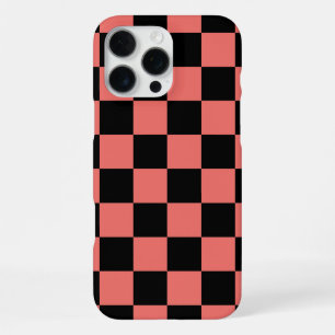 Coque iPhone 16 Pro Max Damier Corail Noir