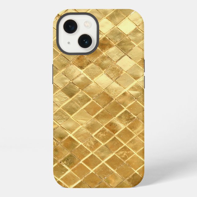 Coque iPhone Damier Doré d'Automne (Verso)