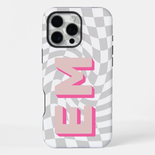 Coque iPhone Damier esthétique Monogramme tendance (Verso)