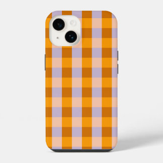 Coque Pour iPhone 14 Damier gingham mandarine et lavande