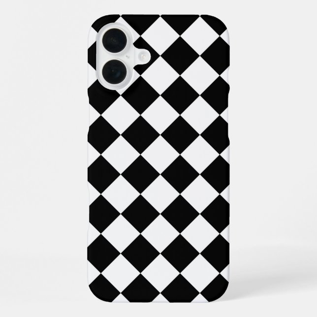 Coque iPhone Damier Noir et Blanc Diamant Classique (Verso)
