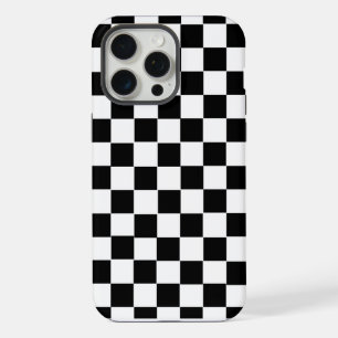 Coque iPhone 15 Pro Max Damier rétro noir et blanc esthétique