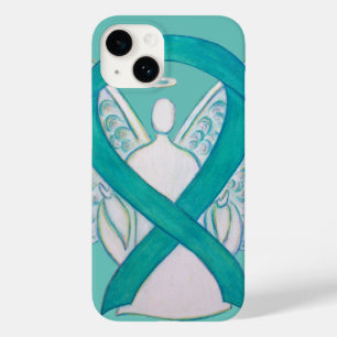coque iphone d'angle de ruban turquoise pour la se