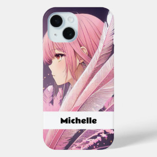 Coque iphone d'Anime rose mignon personnalisé