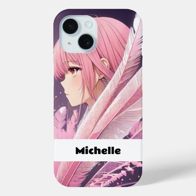 Coque iphone d'Anime rose mignon personnalisé (Verso)
