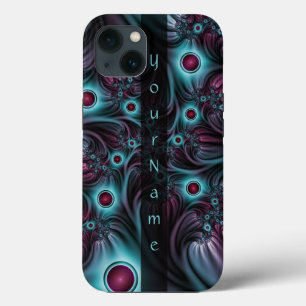 Etui iPhone 13 Dans la profondeur abstraite rose bleu Nom de l'ar