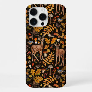 Coque iPhone 16 Pro Max Dans les bois/Cerf d'automne sur fond noir