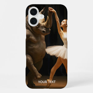 Coque iPhone 16 Plus Danseuse de ballet Fantasy Rhinocéros Mignon