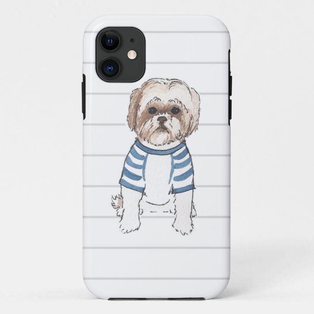 Coque iphone d'aquarelle de Shih Tzu (Dos)
