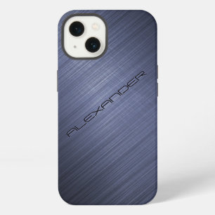 Etui iPhone 13 Dark Blue Brushed Aluminum Metal Look 2-Monogram