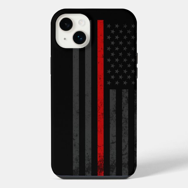 Coque iPhone Dark & Rugged | Drapeau de la ligne rouge des pomp (Verso)