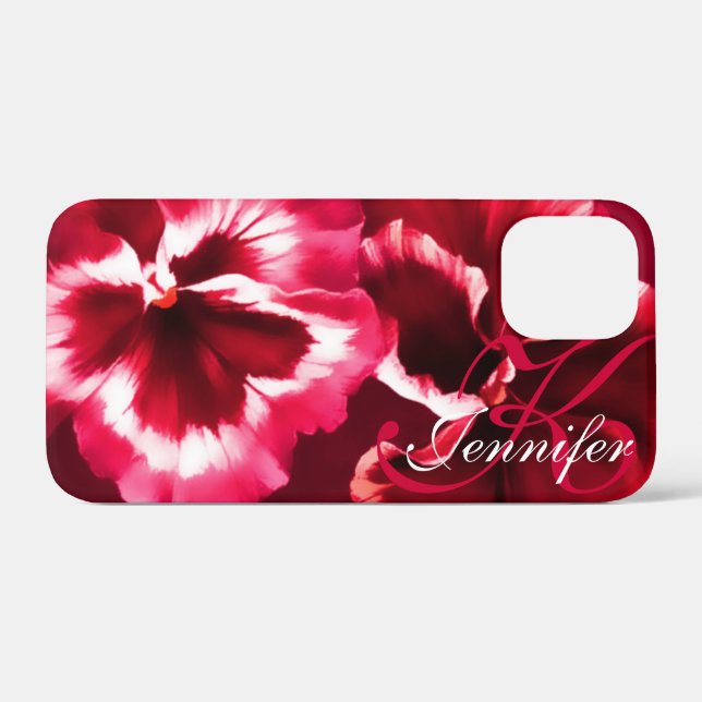 Coque iphone d'art floral à sansons rouges (Verso (horizontal))