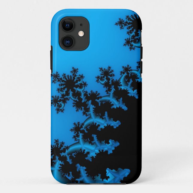Coque iphone d'art fractal noir et bleu (Dos)
