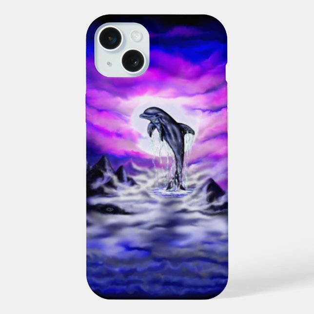 Coque iPhone Dauphin au clair de lune (Verso)