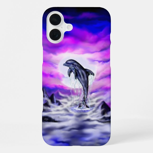Coque iPhone Dauphin au clair de lune (Verso)