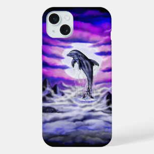 Coque iPhone 15 Plus Dauphin au clair de lune