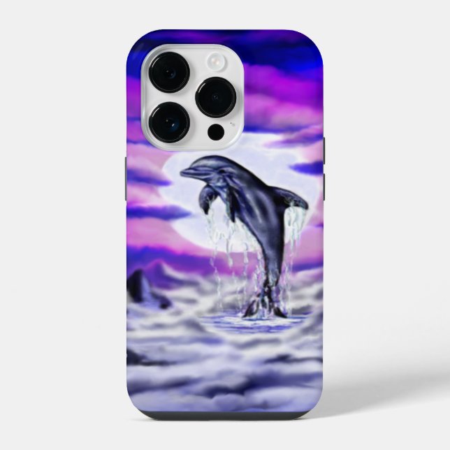 Coque iPhone Dauphin au clair de lune (Verso)