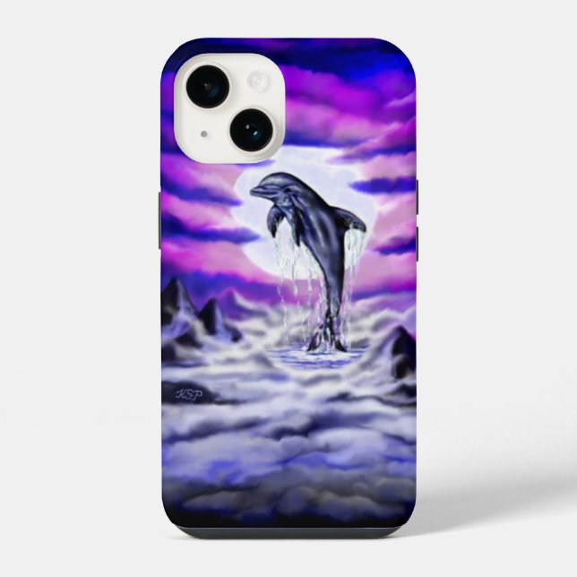Coque iPhone Dauphin clair de lune (Verso)