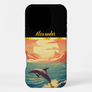 Coque iPhone 16 Pro Max Dauphin sautant gracieusement à travers un océan v