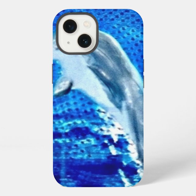 Coque iPhone Dauphin sauteur animal marin bleu (Verso)