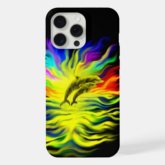 Coque iPhone Dauphins dans la lumière du soleil (Verso)