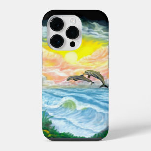 Coque Pour iPhone 14 Plus Dauphins jouant dans la lumière du soleil
