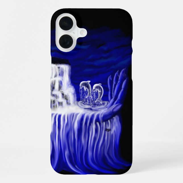Coque iPhone Dauphins, Main de Temps (Verso)