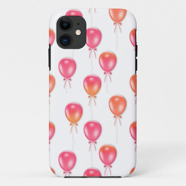 Coque iphone DE BALLONS ORANGE ROSE (Dos)