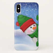 Coque iphone de bonhomme de neige d'amusement