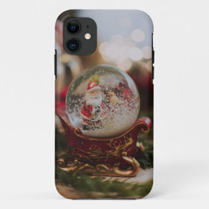Coque iphone de boule de neige en verre rouge