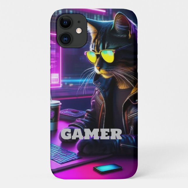 Coque iphone de chat Gamer Neon Twilight (Dos)
