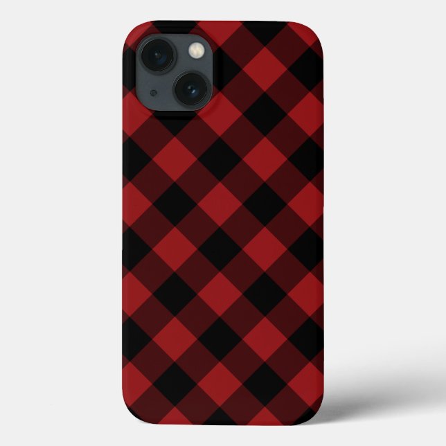 Coque iphone de chèque noir et rouge (Verso)