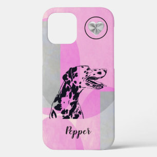Coque iphone de chien Dalmatien rose Abstrait