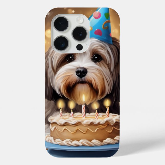 Coque iphone de fête d'anniversaire de chien (Verso)