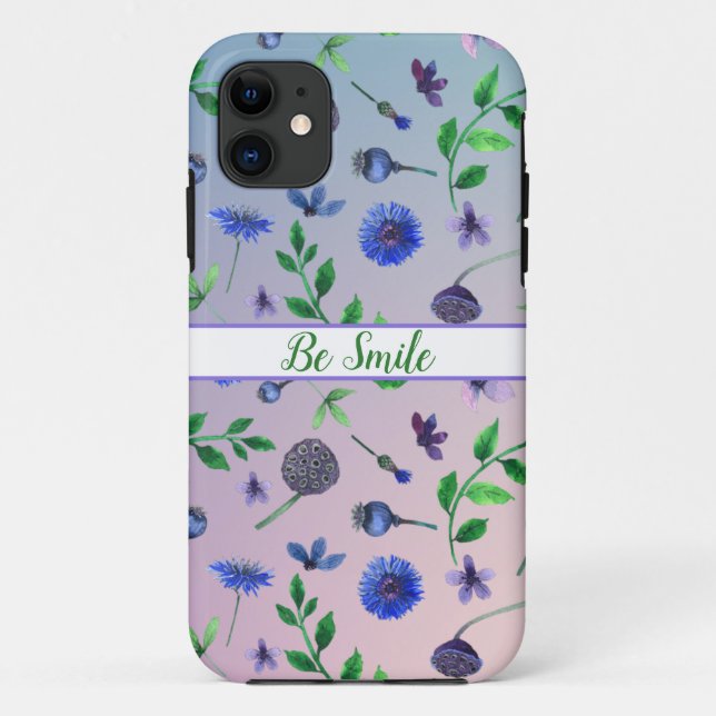 coque iphone de fleurs bleu marine motif (Dos)
