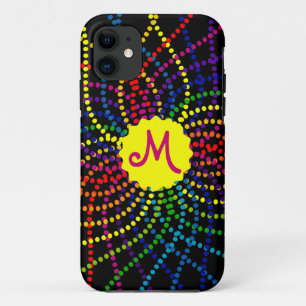 Coque iphone de fleurs Pois Monogram Rainbow