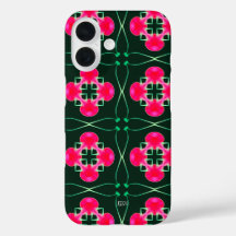 Coque iphone de fleurs rose et vert avec nom