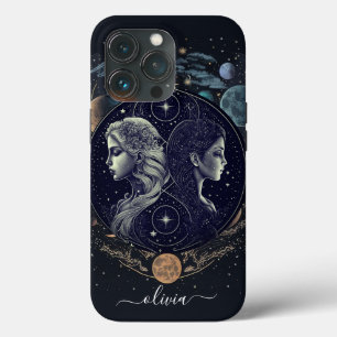 Coque iphone de Gemini zodiac noir et or Coque-Mat