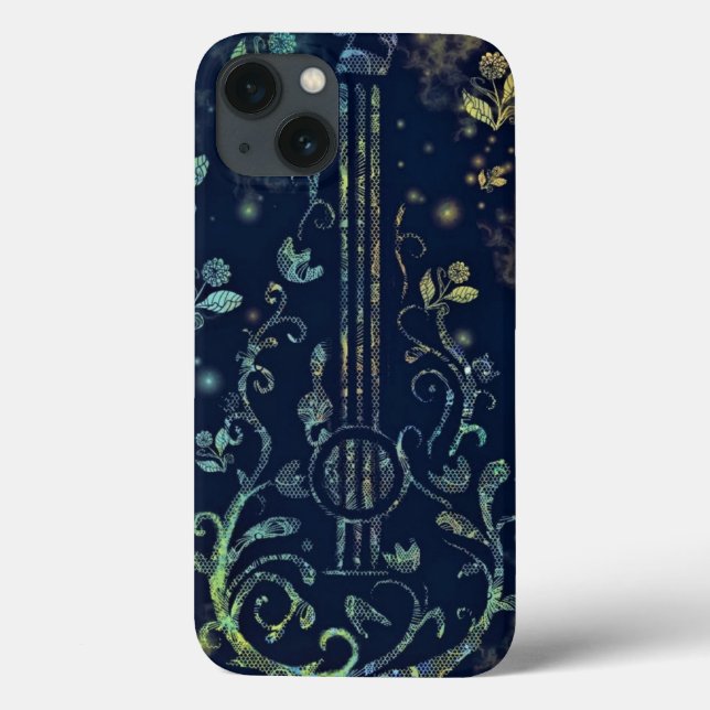 Coque iphone de guitare aux fleurs (Verso)