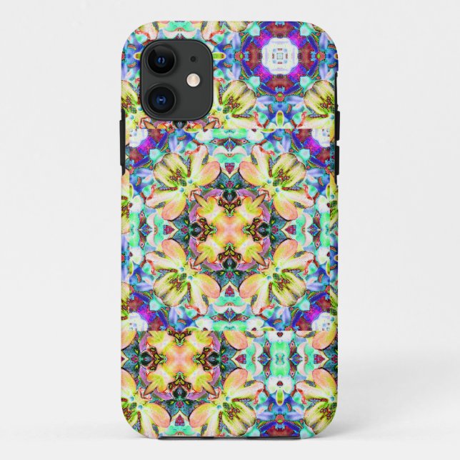 Coque iphone de kaléidoscope de quatre fleurs (Dos)
