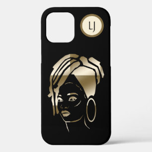 Coque iphone de la reine africaine noire/globe