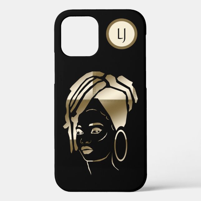 Coque iphone de la reine africaine noire/globe (Verso)