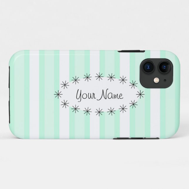 Coque iphone de l'étoile ovale Aqua Stripe (Dos (Horizontal))