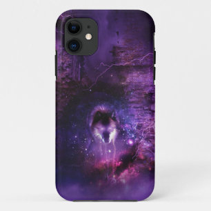 Coque iphone de loup de l'espace