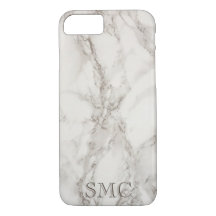 Coque iphone de marbre blanc de monogramme